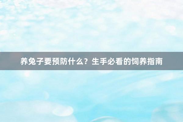 养兔子要预防什么?生手必看的饲养指南